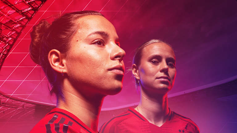 Lena Oberdorf and Klara Bühl against a red background