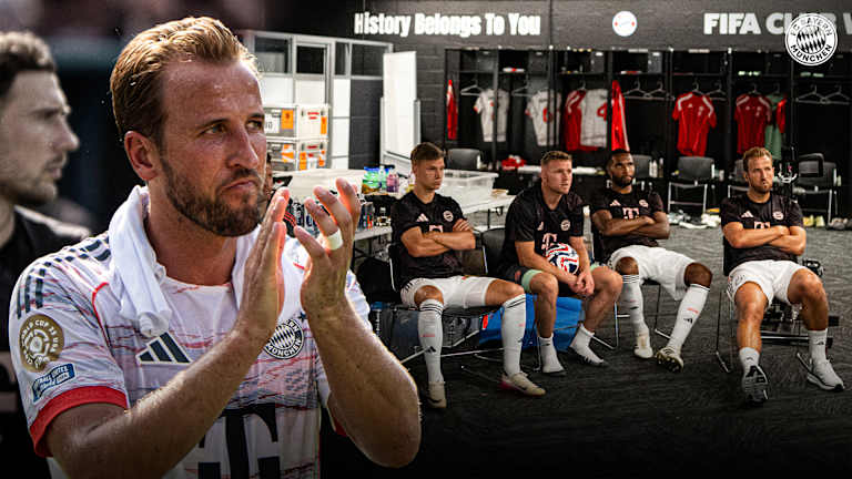 Grafik vom BTS Benfica - Spieler in der Kabine, Harry Kane klatscht zu Fans