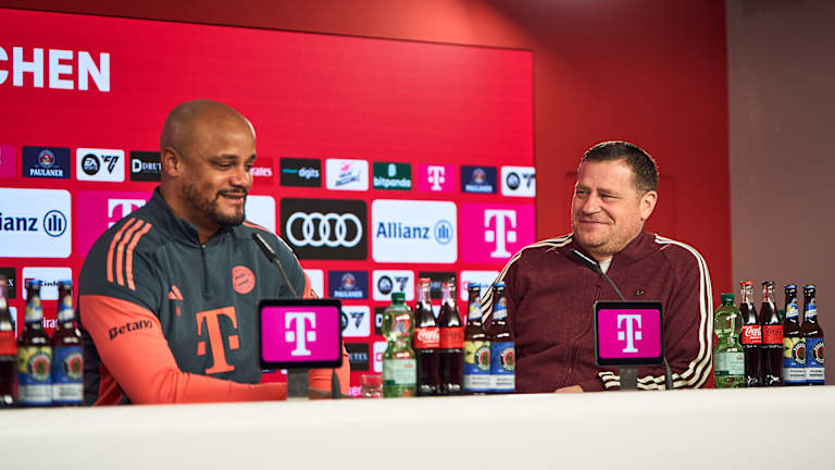 Vincent Kompany und Max Eberl sprechen in einem Pressetalk