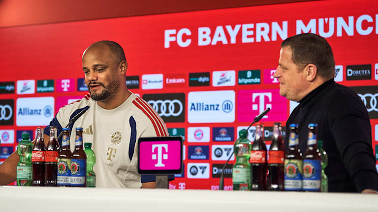 Vincent Kompany und Max Eberl sprechen in einem Pressetalk