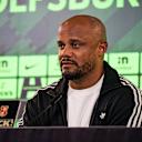 Vincent Kompany at the press conference after FC Bayern's away match at VfL Wolfsburg