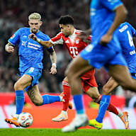 Luis Díaz im Zweikampf während des Topspiels der Bundesliga des FC Bayern gegen Bayer 04 Leverkusen