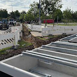 Fundament für Trafostation für E-Ladepark an der Allianz Arena