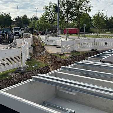 Fundament für Trafostation für E-Ladepark an der Allianz Arena