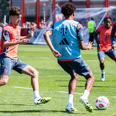 Die Spieler des FC Bayern beim öffentlichen Training am Samstag an der Säbener Straße.
