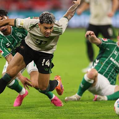 Luis Diaz dribbelt mit dem Ball im Bundesliga-Heimspiel des FC Bayern gegen den SV Werder Bremen.