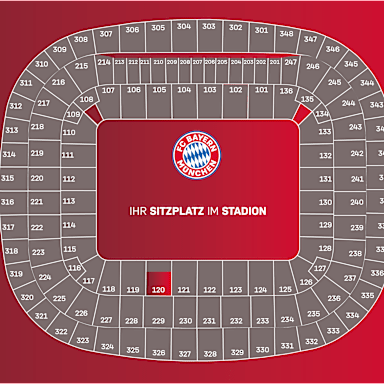 Blockplan Arena - Ansicht der Plätze zur Säbener Lounge, Haupttribüne Unterrang Ost