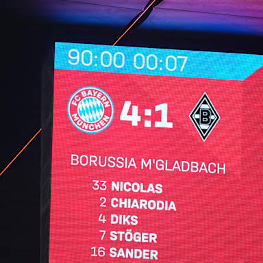 Der Endstand des Bundesliga-Spiels des FC Bayern gegen Borussia Mönchengladbach.