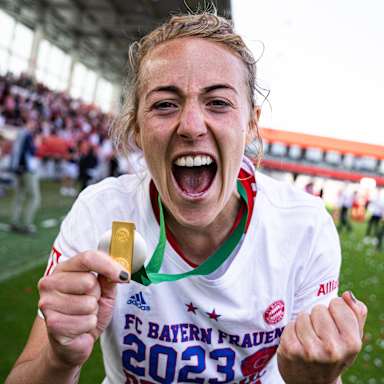 Caro Simon nach dem Gewinn der Meisterschaft 2023.