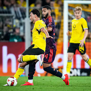 Ismael Saibari im Zweikampf um den Ball während des Franz Beckenbauer Supercups 2026 zwischen Borussia Dortmund und dem FC Bayern