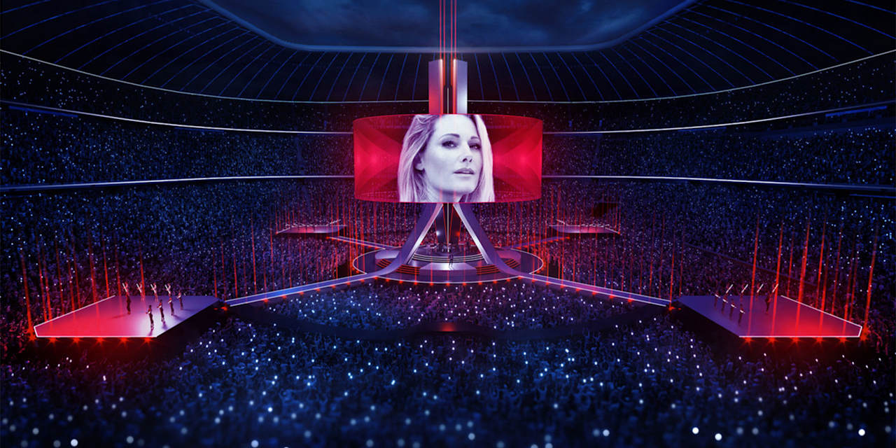 Visualisierung der 360-Grad-Bühne von Helene Fischer in der Allianz Arena