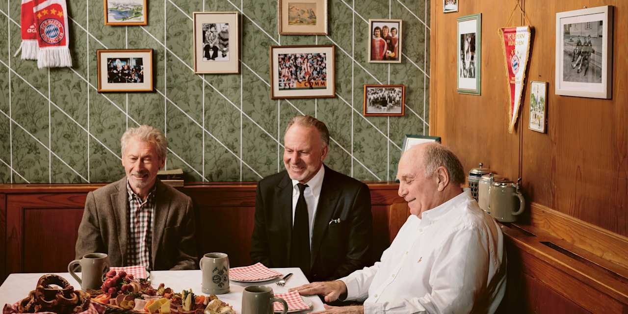 Interview des FC Bayern Magazin 51 Februar 2024 mit Paul Breitner, Karl-Heinz Rummenigge und Uli Hoeneß