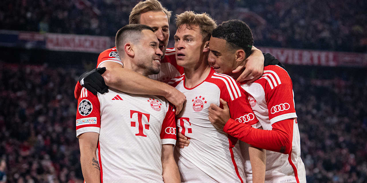 Jubelnde Bayern imChampions League-Viertelfinale gegen FC Arsenal