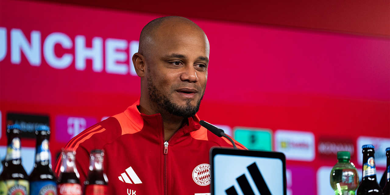 Vincent Kompany speaks at the FC Bayern press conference.