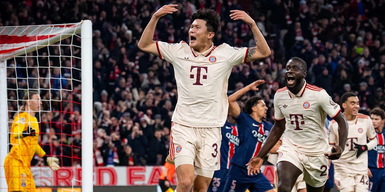 Minjae Kim celebra su gol contra el París (1-0)