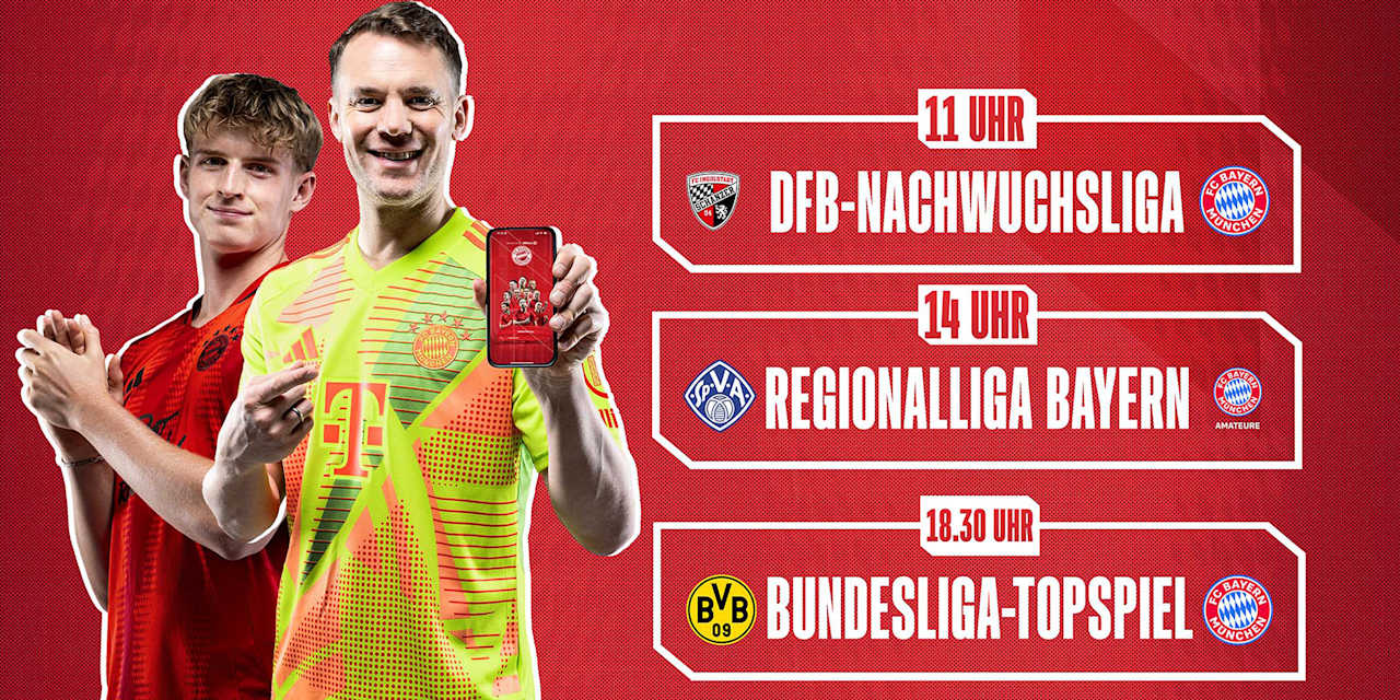 Grafik: Ankündigung Samstagsspiele 30.11.2024 - FC Bayern.
