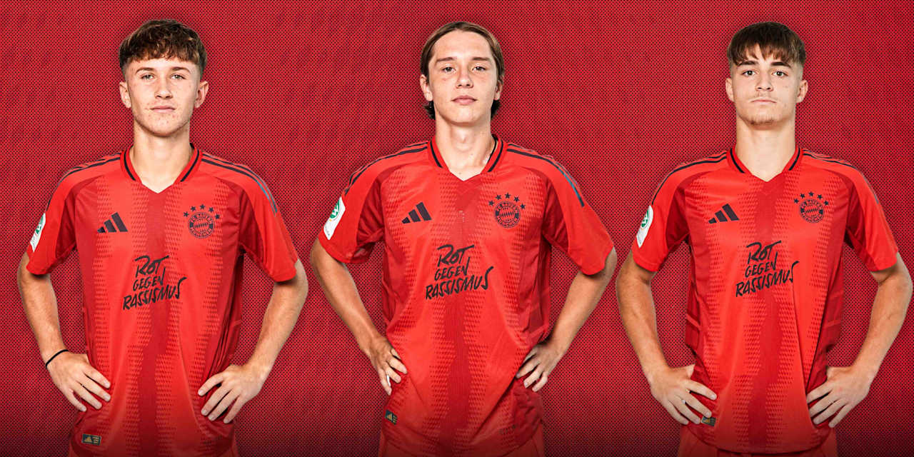 Tim Binder, Bogdan Olychenko und Raphael Pavlić vom FC Bayern.