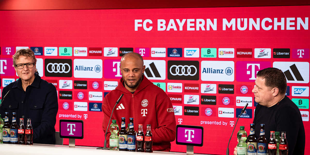 Vincent Kompany und Max Eberl im Pressetalk vor dem Spiel gegen den VfB Stuttgart