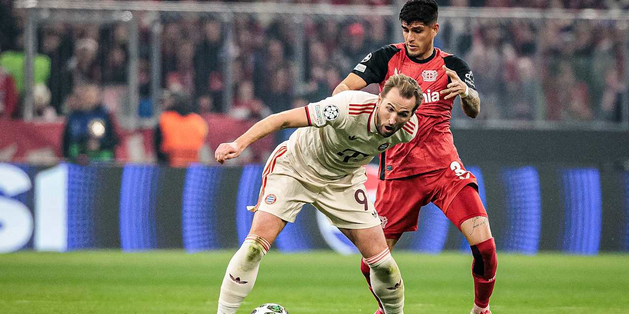 Spielszene aus der Partie FC Bayern gegen Bayer 04 Leverkusen