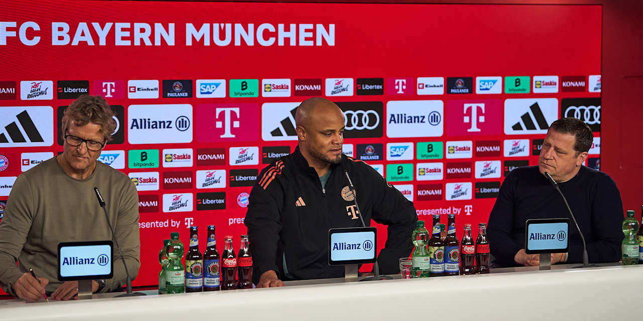 Dieter Nickles, Vincent Kompany, Max Eberl Bayern press conference Union Berlin