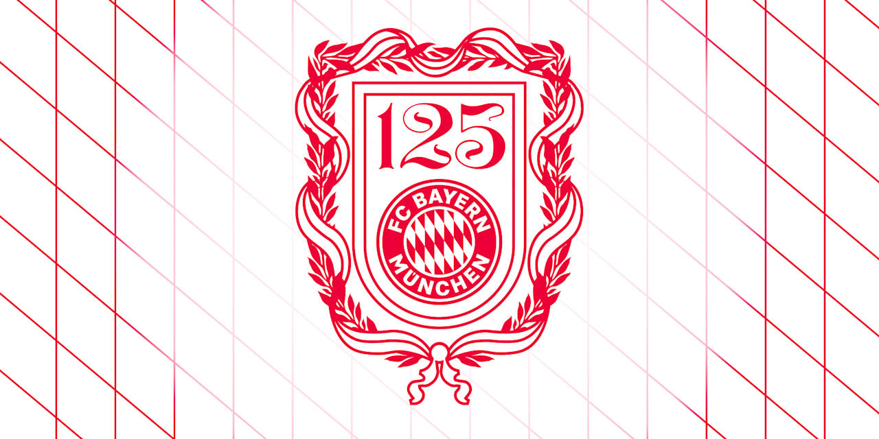 Logo 125 Jahre FC Bayern in rot & weiß mit Rauten