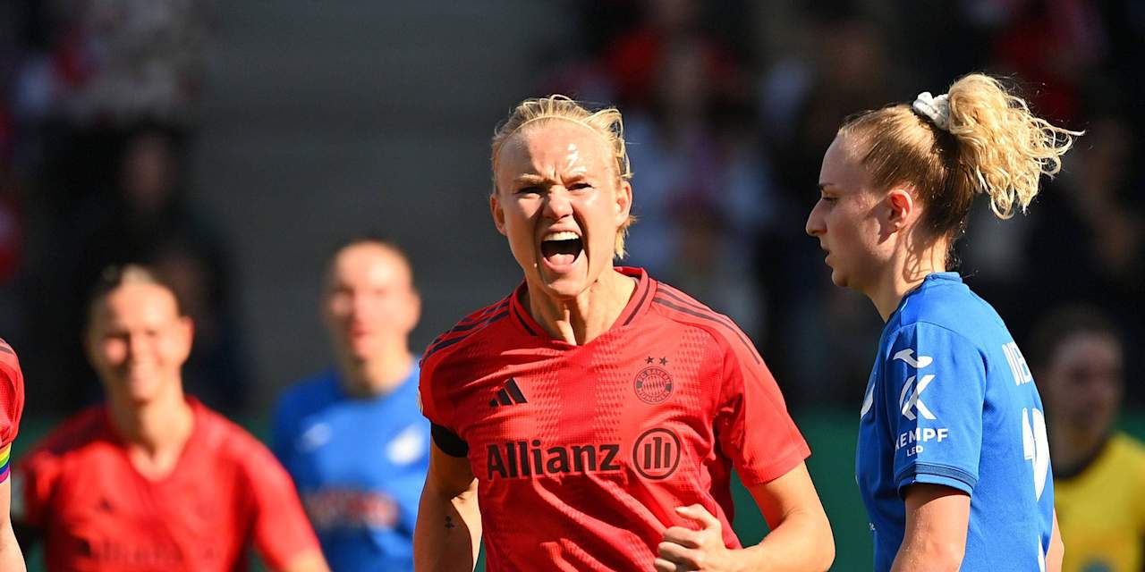 Pernille Harder celebrates a goal.