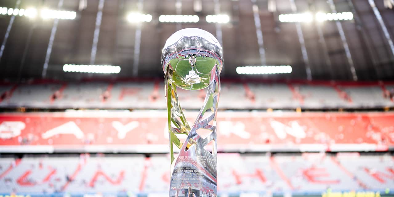 The DFL-Supercup trophy at the Allianz Arena