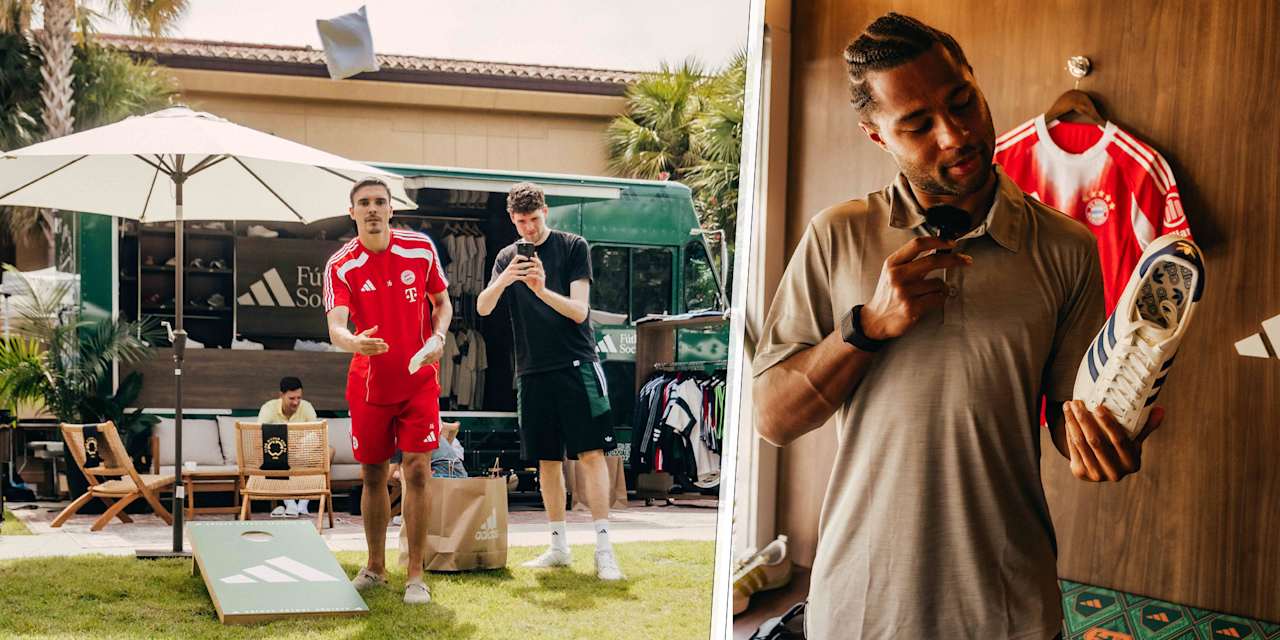 Joao Palhinha beim Cornhole-Spiel beim adidas Truck in Orlando