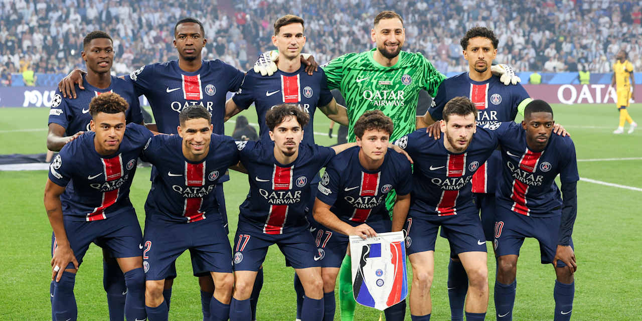 Das Team von Paris Saint-Germain vor dem Champions League-Finale gegen Inter Mailand