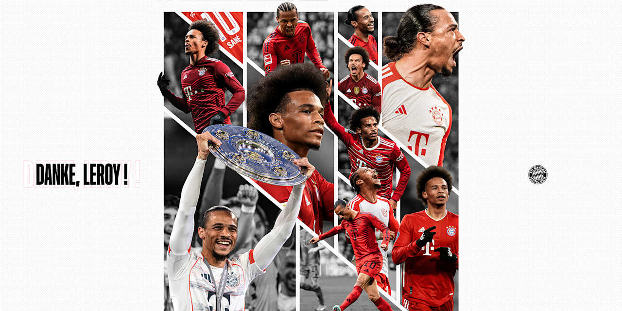 Grafik zum Abschied von Leroy Sane mit Fotos von Sane und dem Schriftzug "Danke, Leroy!"
