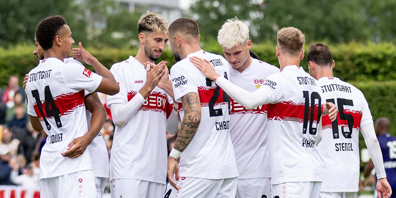 VfB Stuttgart celebrating a goal in a friendly