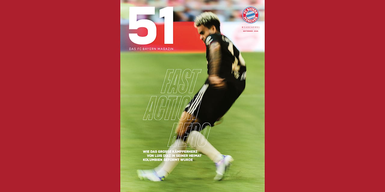 Cover der FC Bayern Magazin 51-Ausgabe September 2025 mit Neuzugang Luis Díaz