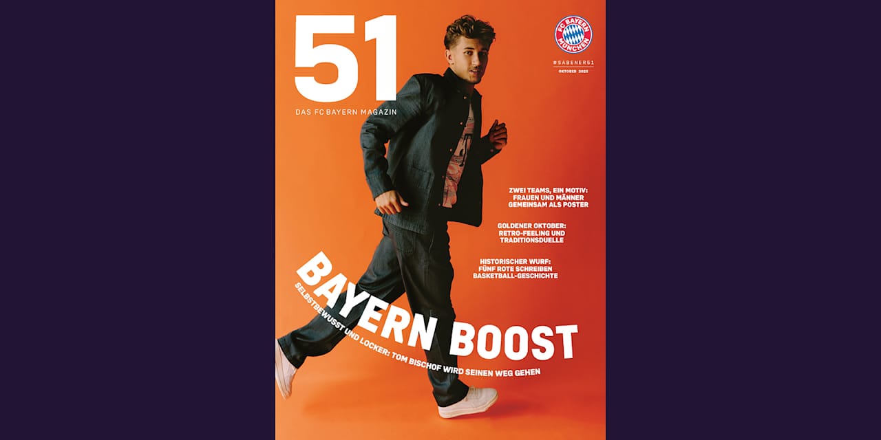 Cover der FC Bayern Magazin 51-Ausgabe Oktober 2025 mit Tom Bischof