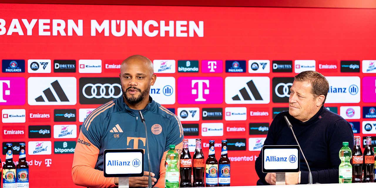 Vincent Kompany und Max Eberl im Pressetalk des FC Bayern
