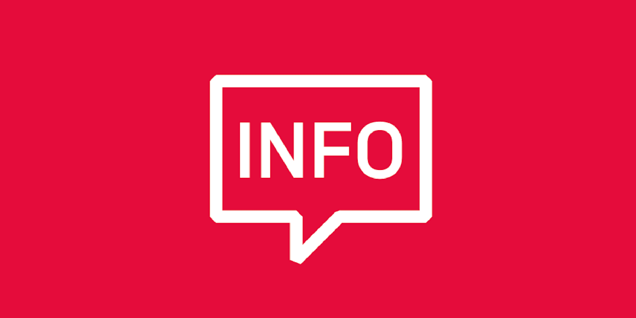 Rote Kachel mit Aufdruck INFO