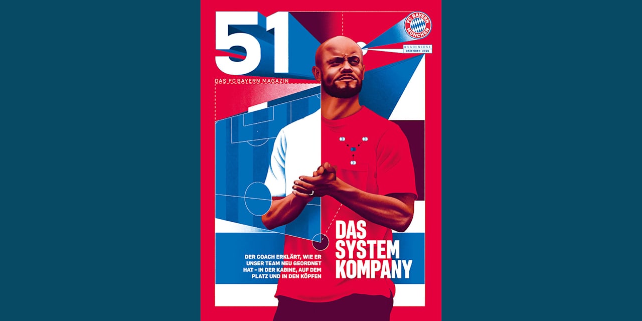 Cover des FC Bayern Magazin 51 mit einer Illustration von Chefcoach Vincent Kompany