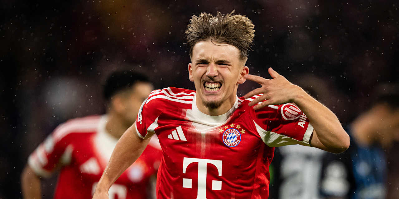 Lennart Karl jubelt nach seinem Tor in der Champions League gegen Brügge