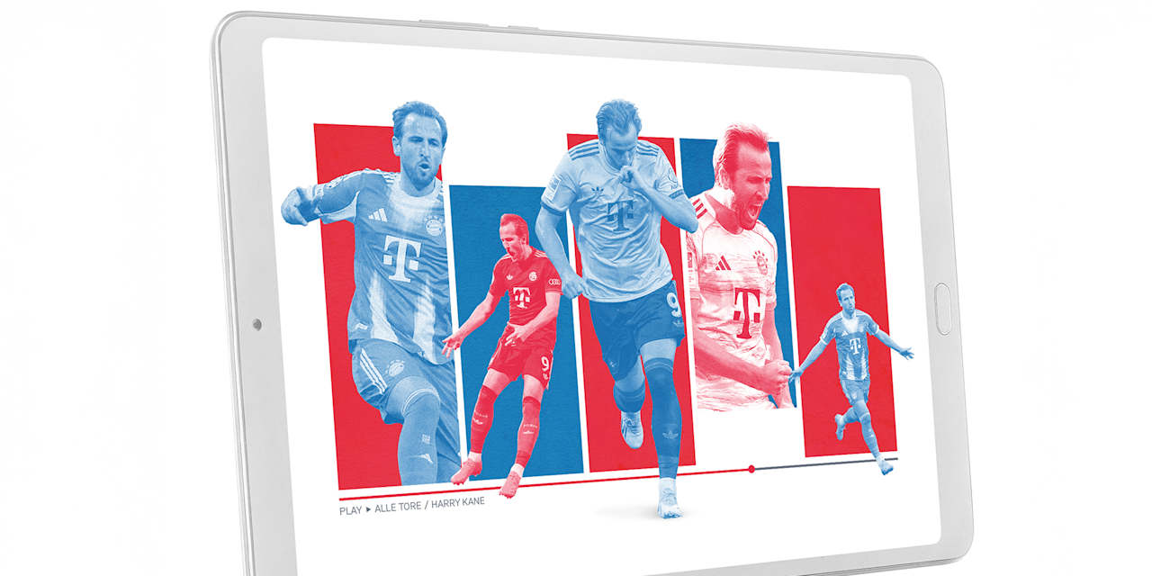 Harry Kane-Jubelbilder dargestellt auf einem Tablet