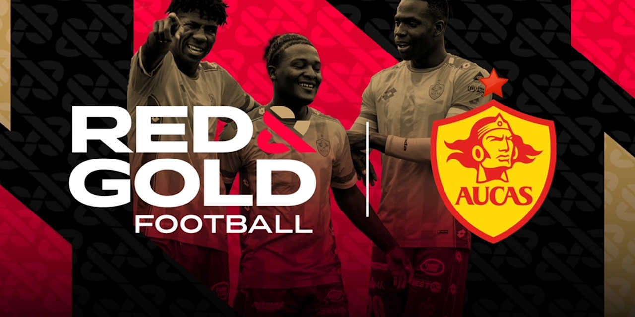 Grafik mit dem Logo von Red&Gold Football und S.D. Aucas