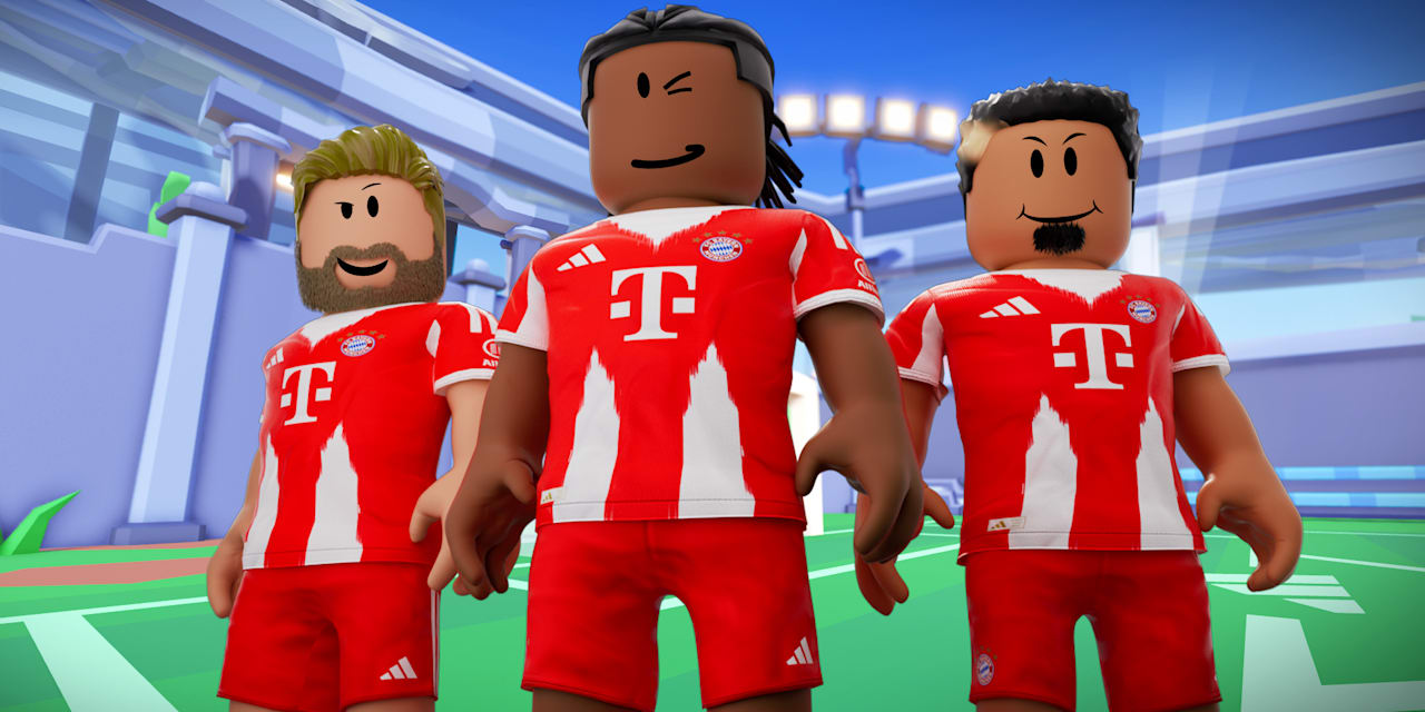 Drei FC Bayern-Spieler in den aktuellen Trikots als Spielfiguren