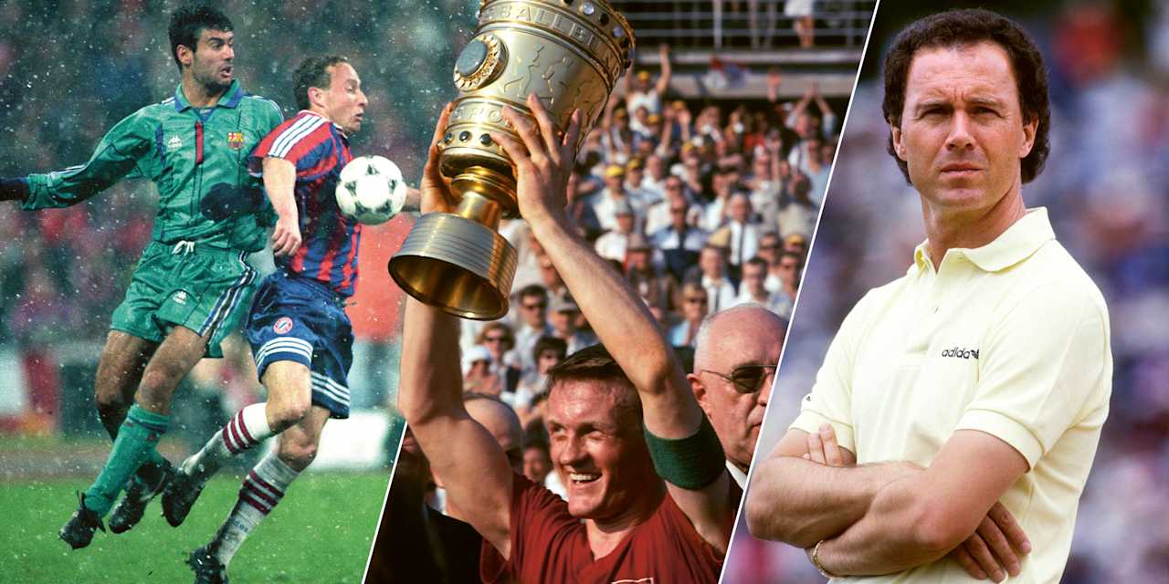 Kollage mit Jean Pierre Papin, Werner Olk und Franz Beckenbauer