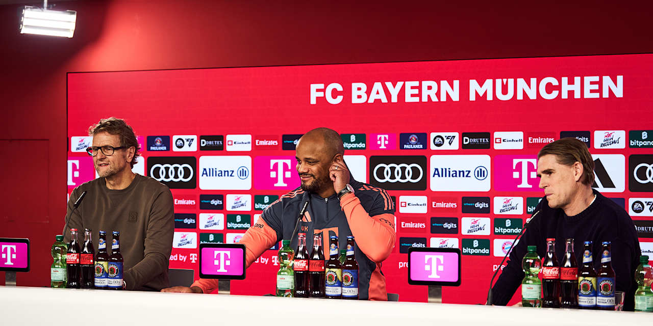 Pressetalk des FC Bayern mit Dieter Nickles, Vincent Kompany und Christoph Freund