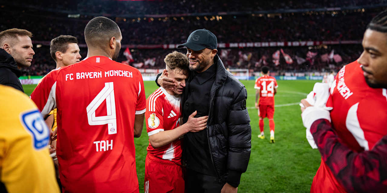 Joshua Kimmich und Vincent Kompany nach dem Spiel.