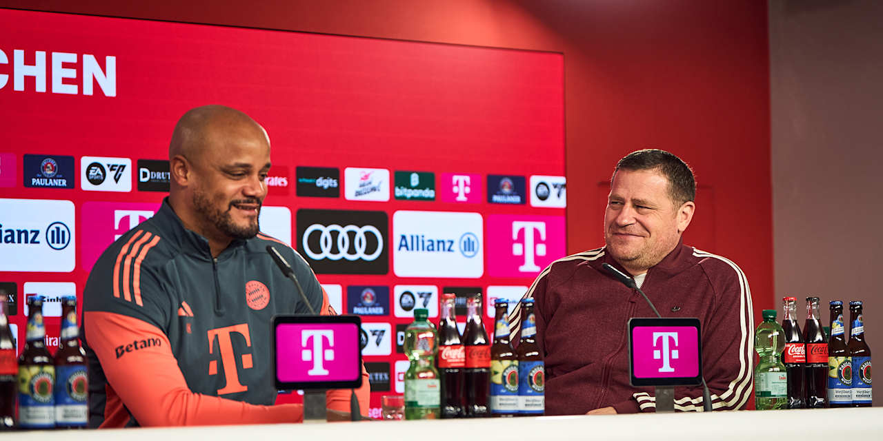 Vincent Kompany und Max Eberl sprechen in einem Pressetalk