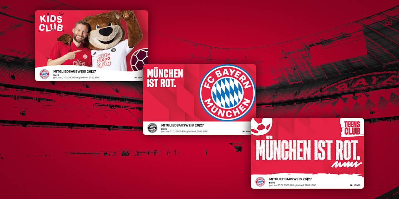 Graphic with the three designs of the 2026/27 membership card