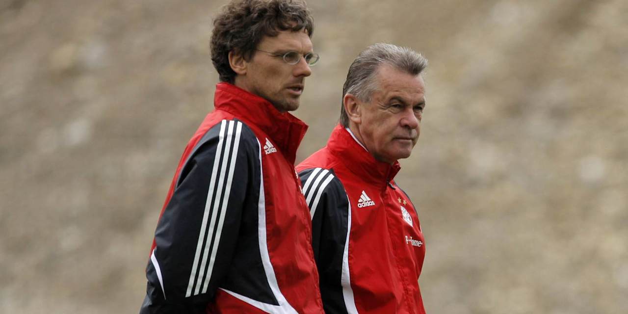 Ottmar Hitzfeld und Michael Henke bei Training des FC Bayern