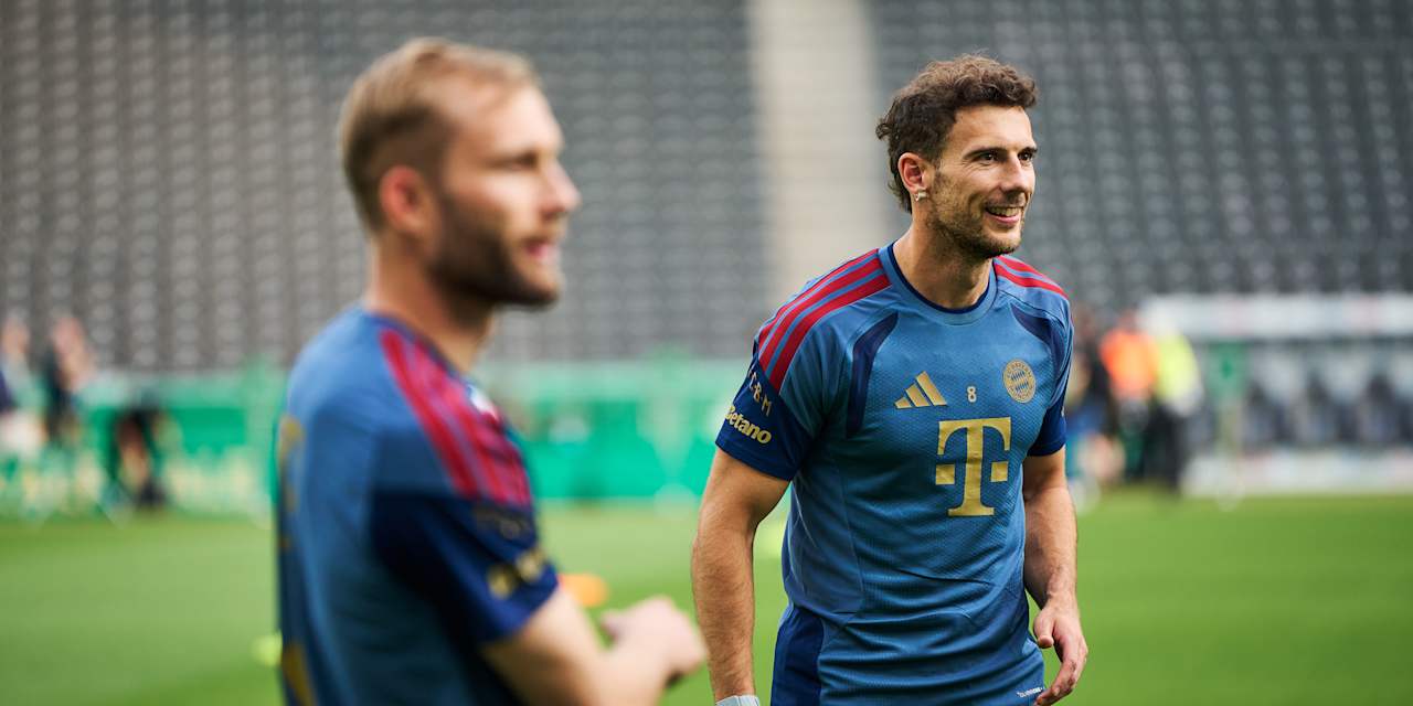 Leon Goretzka und Konrad Laimer beim Abschlusstraining
