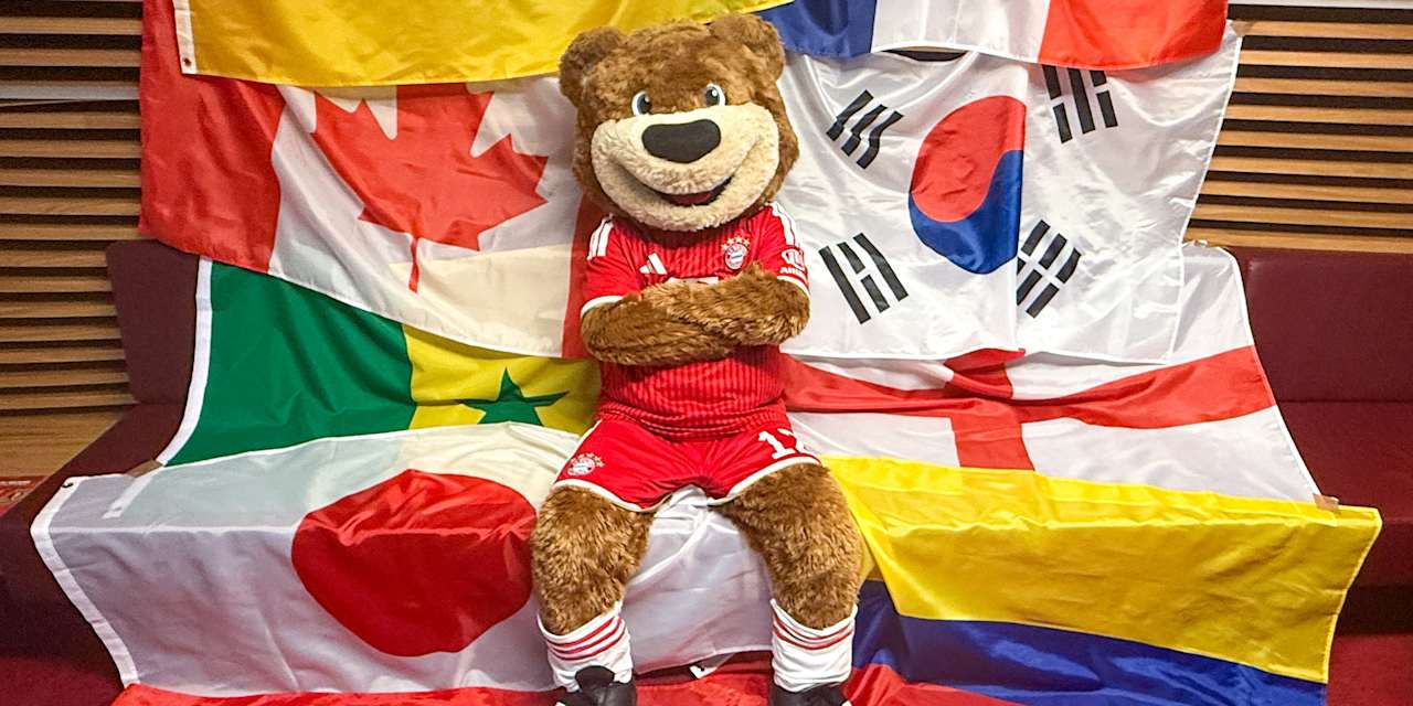 Berni mit Flaggen der Nationalmannschaften