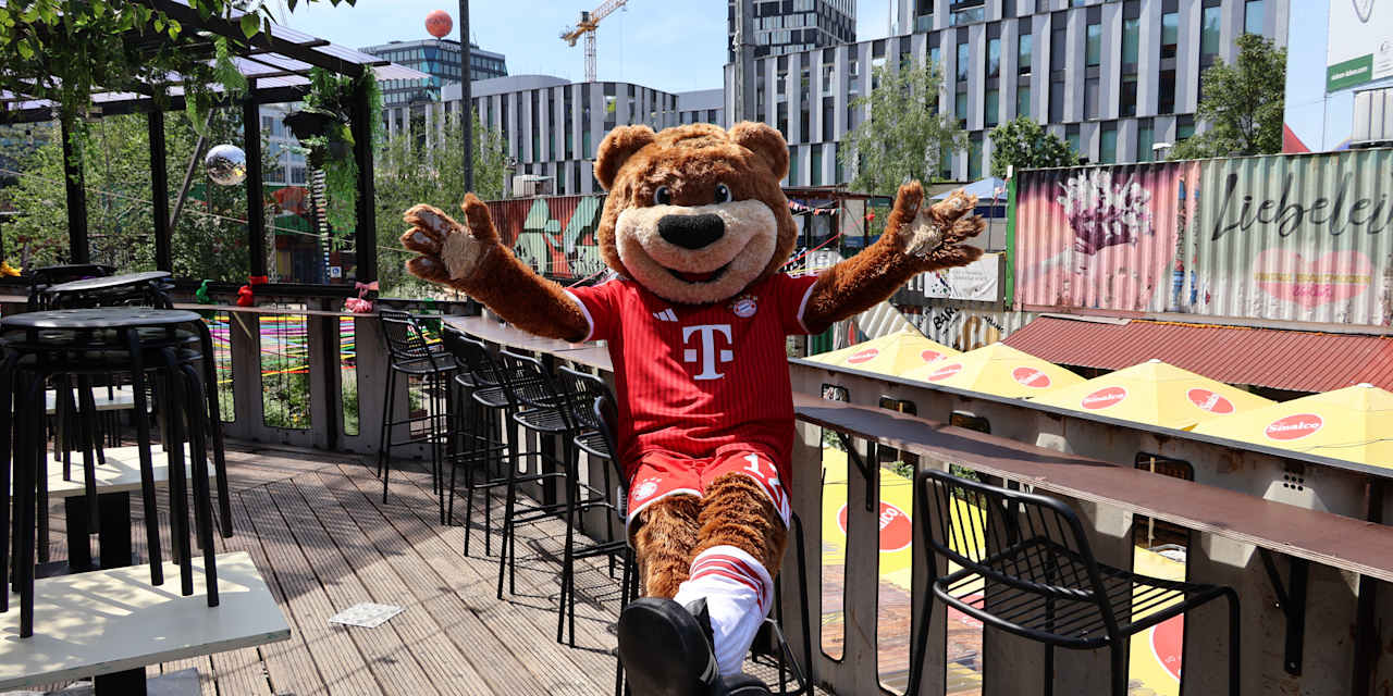 Berni mit vielen Gebäuden im Hintergrund.