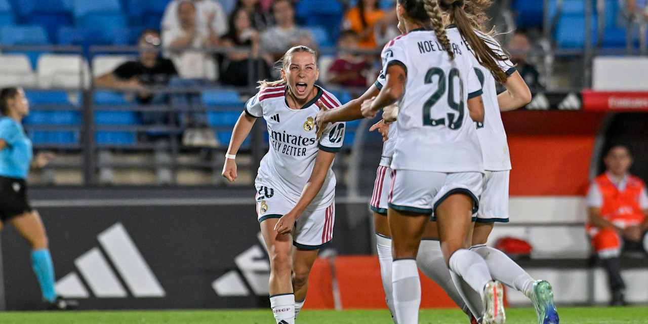 Elisa Senß jubelt im Trikot von Real Madrid.